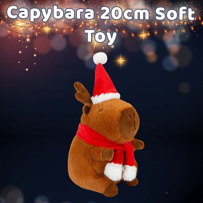 Christmas Capybara 20cm Soft Toy Plush Gift Idea 20cm x 16cm Brown X 1