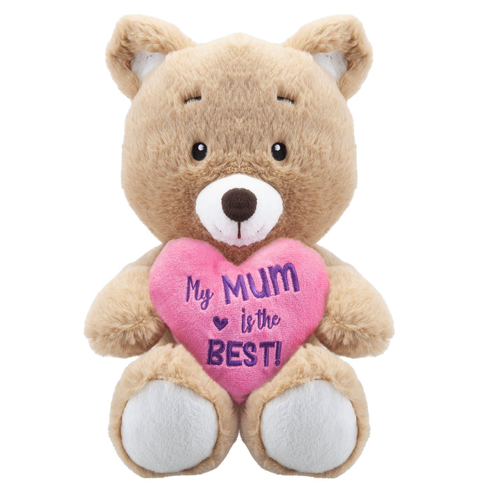 Mother's Day Bear Soft Toy Pink Heart Mum Plush Teddy Bear Gift Brown 30cm