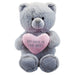 Mother's Day Bear Soft Toy Pink Heart Mum Plush Teddy Bear Gift Grey Bear 28cm