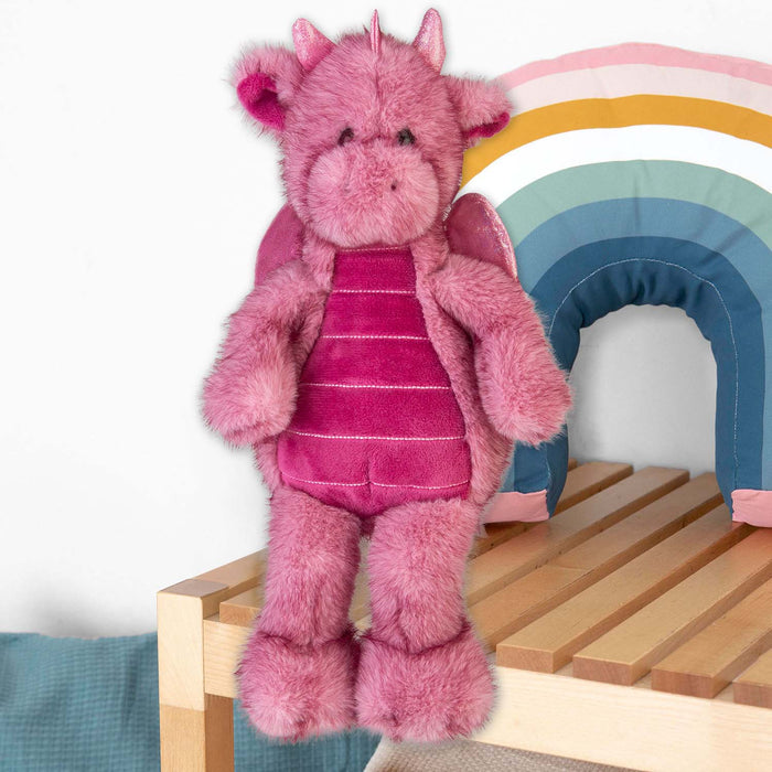 Gorgeous George Luxury Dragon Soft Toy Two Tone Pink - 23cm x 12cm