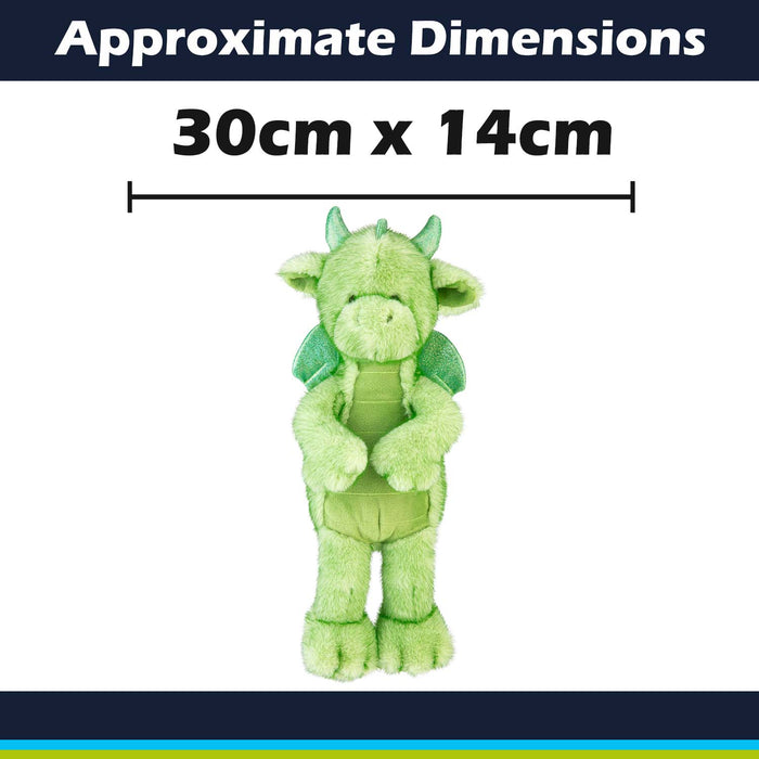 Gorgeous George Luxury Dragon Soft Toy Two Tone Green - 30cm x 14cm