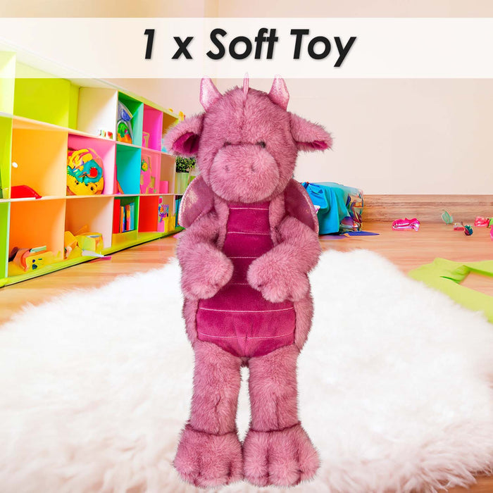 Gorgeous George Luxury Dragon Soft Toy Two Tone Pink - 30cm x 14cm