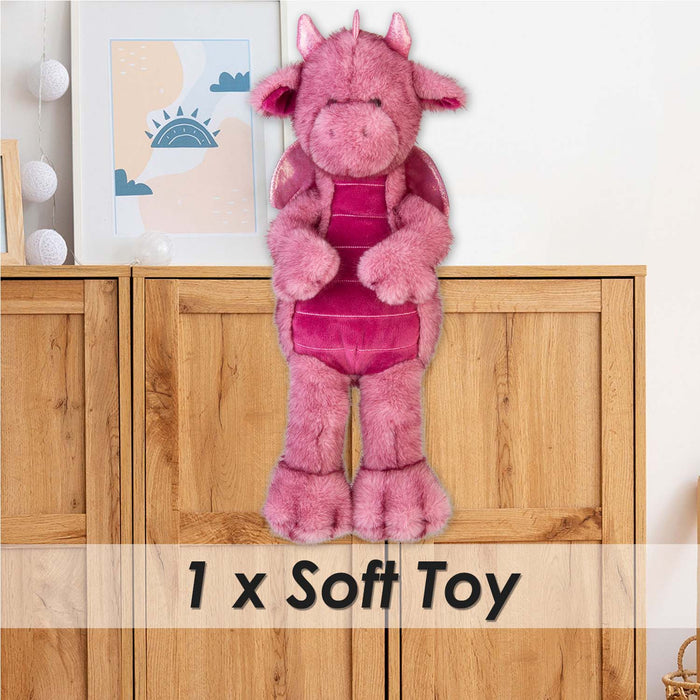Gorgeous George Luxury Dragon Soft Toy Two Tone Pink - 30cm x 14cm