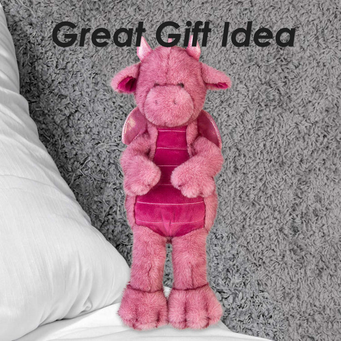 Gorgeous George Luxury Dragon Soft Toy Two Tone Pink - 30cm x 14cm