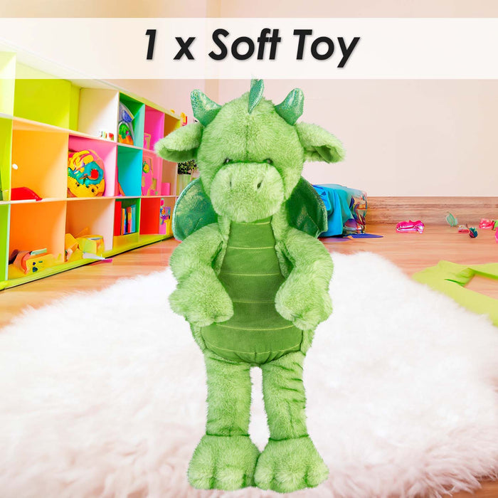 Gorgeous George Luxury Dragon Soft Toy Two Tone Green - 40cm x 20cm