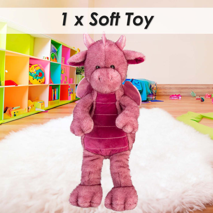 Gorgeous George Luxury Dragon Soft Toy Two Tone Pink - 40cm x 20cm