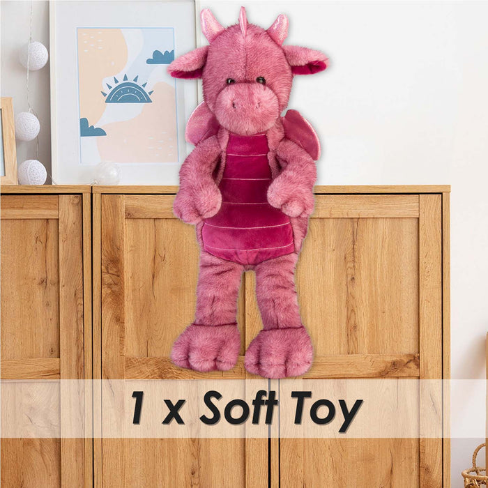 Gorgeous George Luxury Dragon Soft Toy Two Tone Pink - 40cm x 20cm