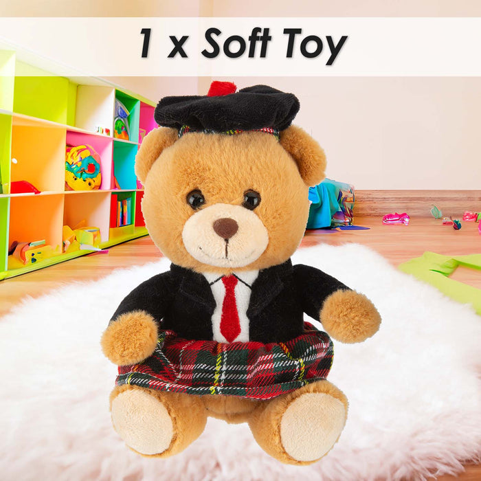 Highlands Bear Soft Toy Scottish Kilt Bear Multi - 16cm x 12cm