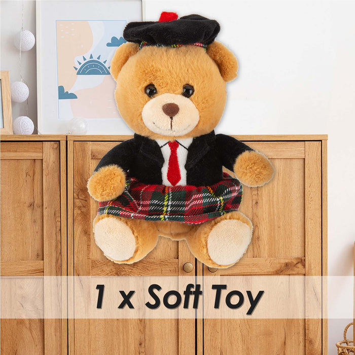 Highlands Bear Soft Toy Scottish Kilt Bear Multi - 16cm x 12cm
