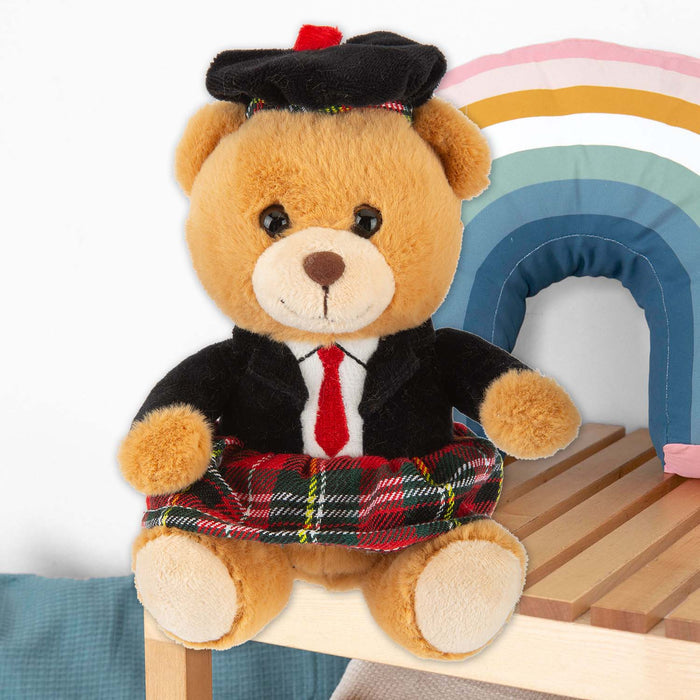 Highlands Bear Soft Toy Scottish Kilt Bear Multi - 16cm x 12cm