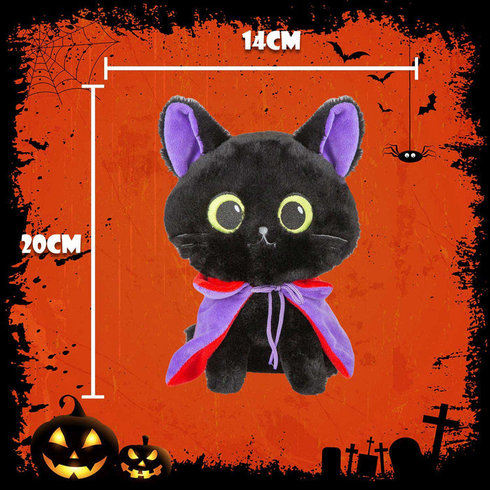 Vampire Cat Soft Toy Halloween Decoration 20cm x 14cm Black X 1