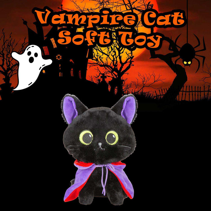 Vampire Cat Soft Toy Halloween Decoration 20cm x 14cm Black X 1