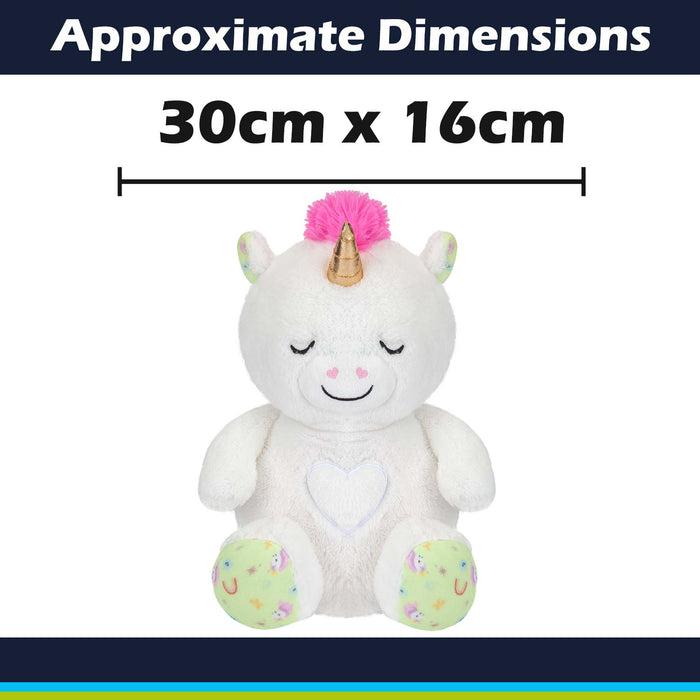Snoozies Sleepy Unicorn Soft Toy With Breathing White - 30cm x 16cm