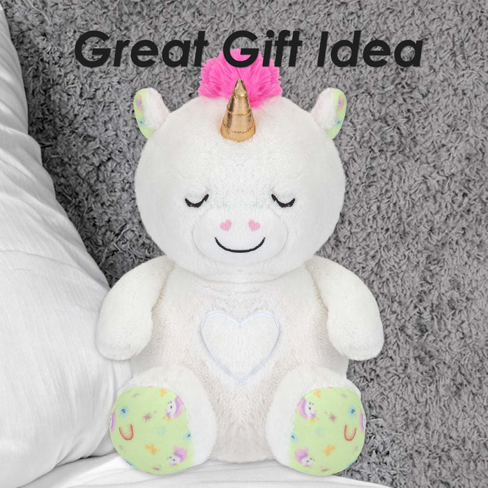 Snoozies Sleepy Unicorn Soft Toy With Breathing White - 30cm x 16cm