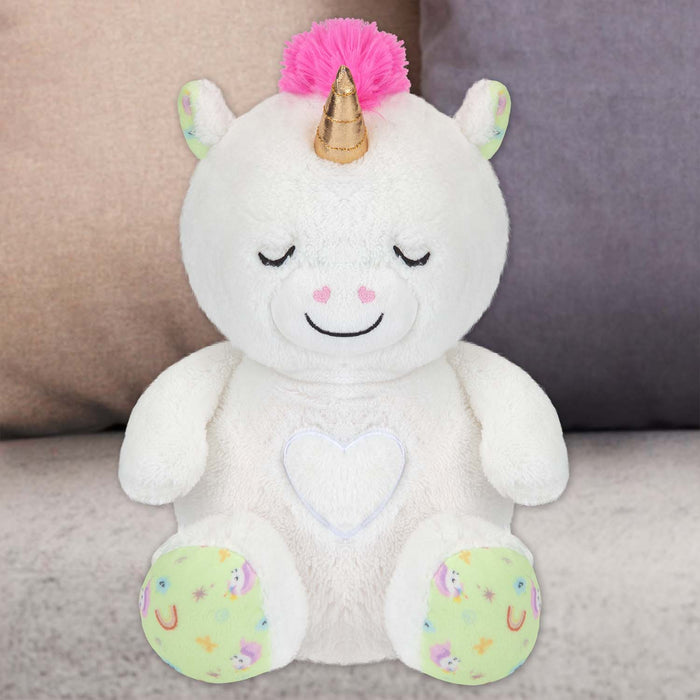 Snoozies Sleepy Unicorn Soft Toy With Breathing White - 30cm x 16cm