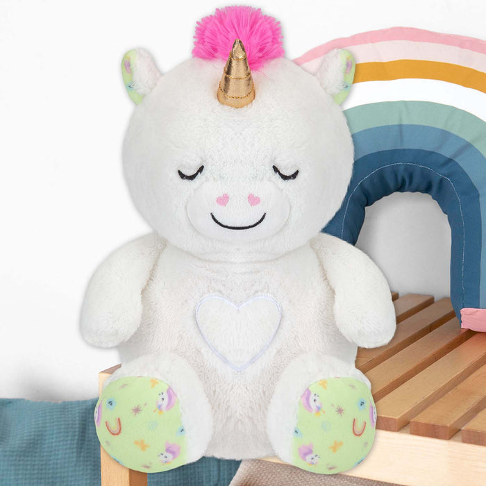 Snoozies Sleepy Unicorn Soft Toy With Breathing White - 30cm x 16cm
