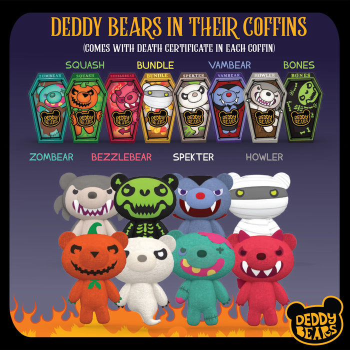 Deddy Bears Bundle Soft Toy 15cm with Coffin Plush - Halloween Bundle