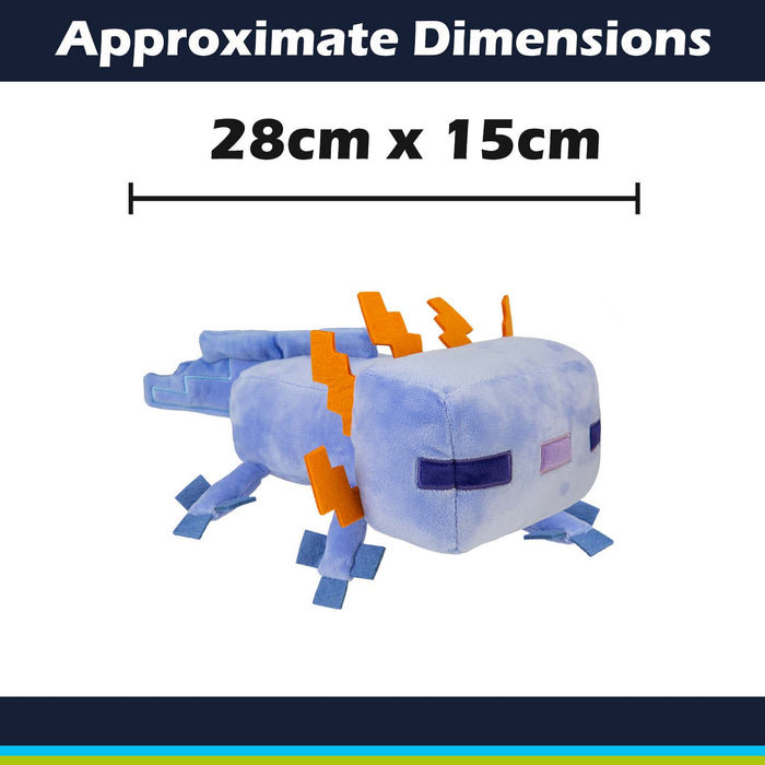 Minecraft Blue Axolotl Soft Toy Video Game Character Blue - 28cm x 15cm