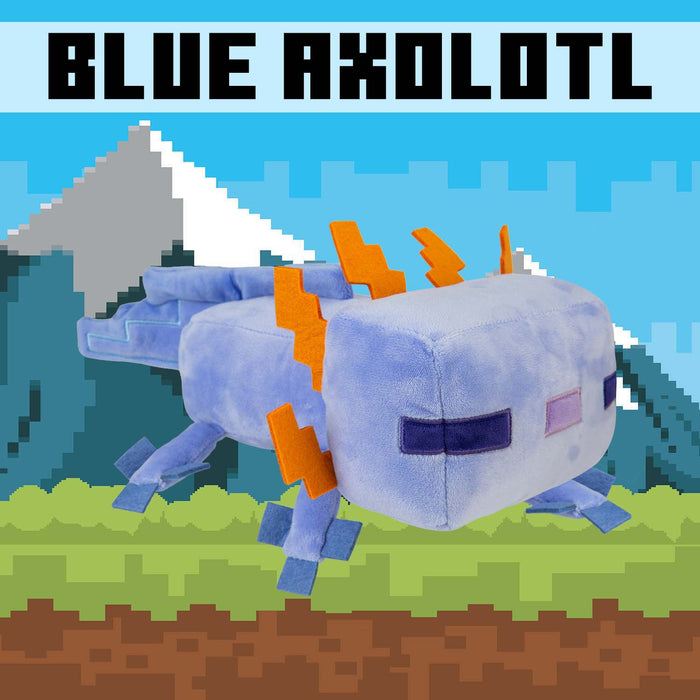 Minecraft Blue Axolotl Soft Toy Video Game Character Blue - 28cm x 15cm
