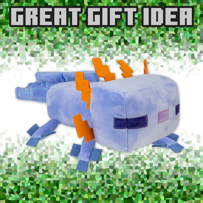 Minecraft Blue Axolotl Soft Toy Video Game Character Blue - 28cm x 15cm