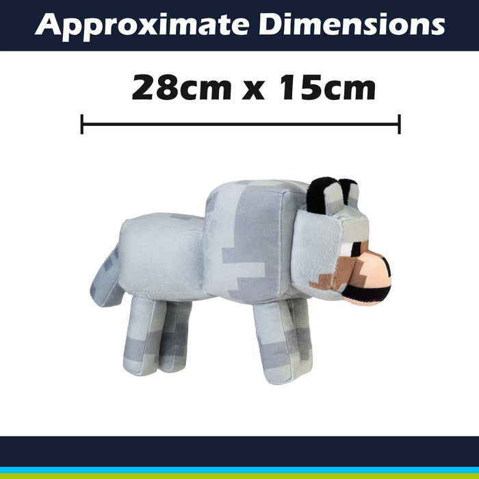 Minecraft Wolf Soft Toy Video Game Character Grey - 28cm x 15cm