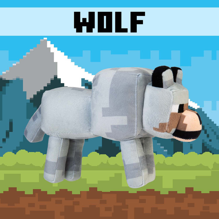 Minecraft Wolf Soft Toy Video Game Character Grey - 28cm x 15cm