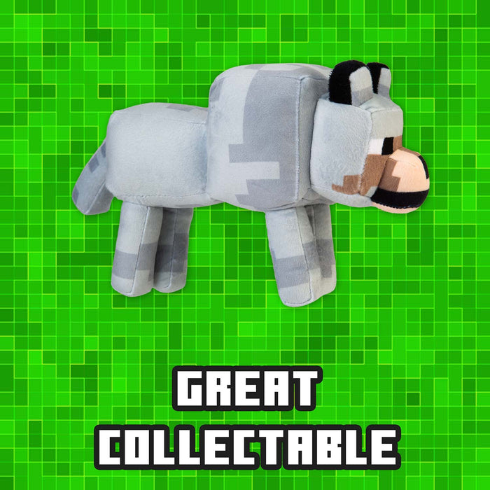 Minecraft Wolf Soft Toy Video Game Character Grey - 28cm x 15cm