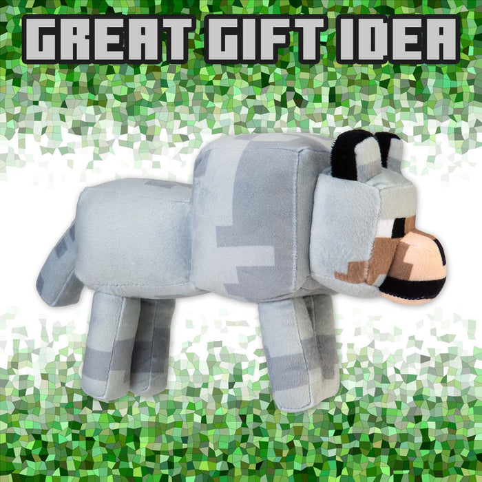 Minecraft Wolf Soft Toy Video Game Character Grey - 28cm x 15cm