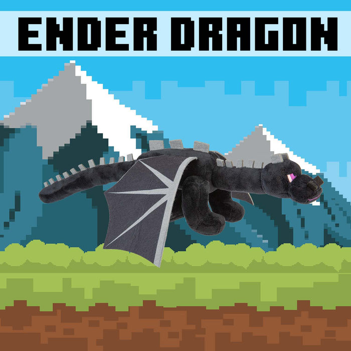 Minecraft Ender Dragon Soft Toy Video Game Character Black - 28cm x 15cm
