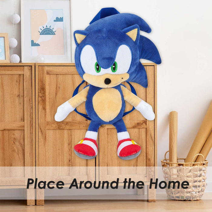 Sonic Plush Backpack Soft Toy Video Game Character Cute Plushie Cuddly 38cm Blue