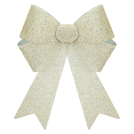 Tinsel Bow Christmas Decoration X 1 22cm x 32cm x 7cm Champagne