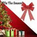 Tinsel Bow Christmas Decoration X 1 22cm x 32cm x 7cm Red