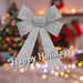 Tinsel Bow Christmas Decoration X 1 22cm x 32cm x 7cm Silver