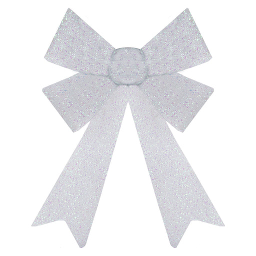 Tinsel Bow Christmas Decoration X 1 22cm x 32cm x 7cm White