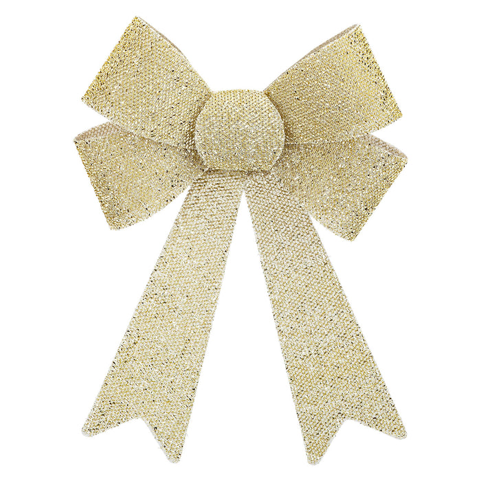 Tinsel Bow Christmas Decoration X 1 37cm x 49cm x 13cm Champagne