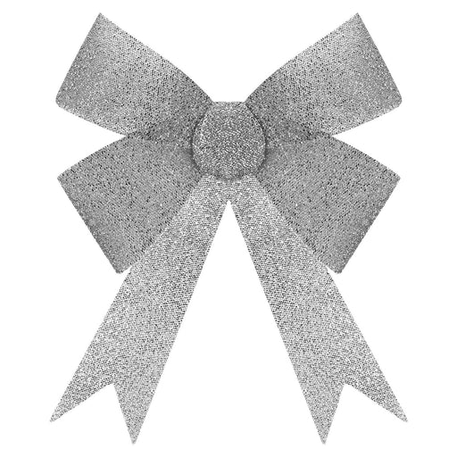 Tinsel Bow Christmas Decoration X 1 37cm x 49cm x 13cm Silver