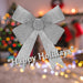 Tinsel Bow Christmas Decoration X 1 37cm x 49cm x 13cm Silver