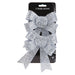 Tinsel Bows Christmas Decoration X 2 13cm x 17cm x 4.5cm Silver