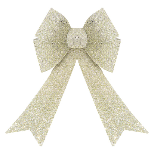 Tinsel light Up Bow Christmas Decoration X 1 29cm x 43cm x 10cm Champagne