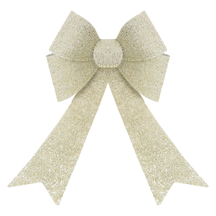 Tinsel light Up Bow Christmas Decoration X 1 29cm x 43cm x 10cm Champagne