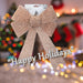 Tinsel Bow Light Up Christmas Decoration X 1 29cm x 43cm x 10cm Rose Gold