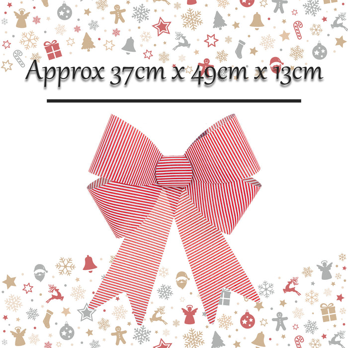 Candy Stripe Bow Christmas Decoration X 1 37cm x 49cm x 13cm C, y Stripe