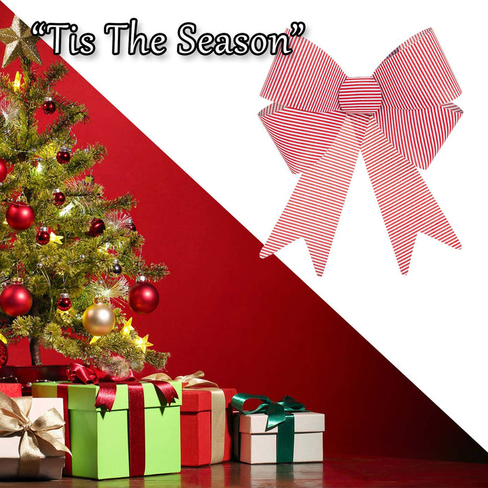 Candy Stripe Bow Christmas Decoration X 1 37cm x 49cm x 13cm Candy Stripe