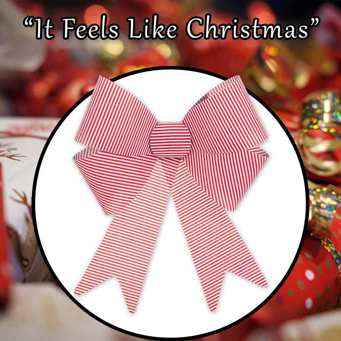 Candy Stripe Bow Christmas Decoration X 1 37cm x 49cm x 13cm Candy Stripe