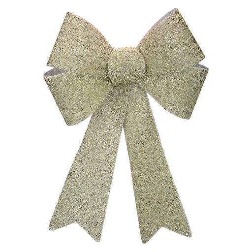 Tinsel light Up Bow Christmas Decoration X 1 29cm x 43cm x 10cm Champagne