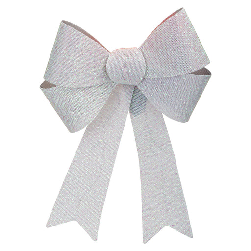 Christmas Bow Light Up Tinsel Decoration X White