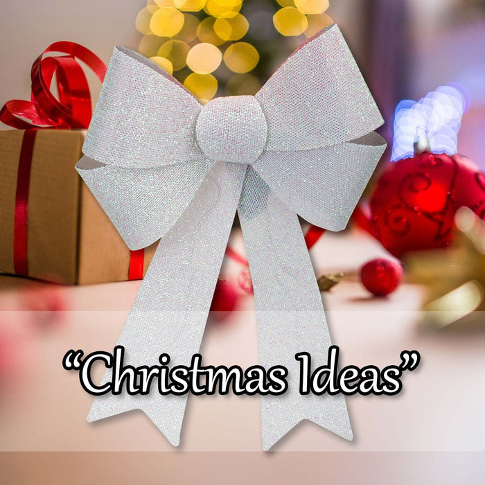 Christmas Bow Light Up Tinsel Decoration X White