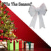 Christmas Bow Light Up Tinsel Christmas Decoration X 1 29cm x 43cm x 10cm White
