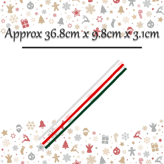 Chenille Pipe Cleaners Pack Of 60 Decoration Red, White, Green