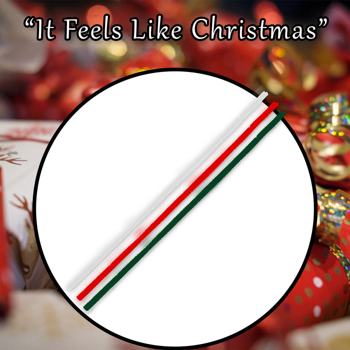 Chenille Pipe Cleaners Pack Of 60 Decoration 36. 8x9. 8x3. 1cm Red, White, Green